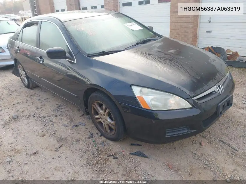 1HGCM56387A063319 2007 Honda Accord 2.4 Se