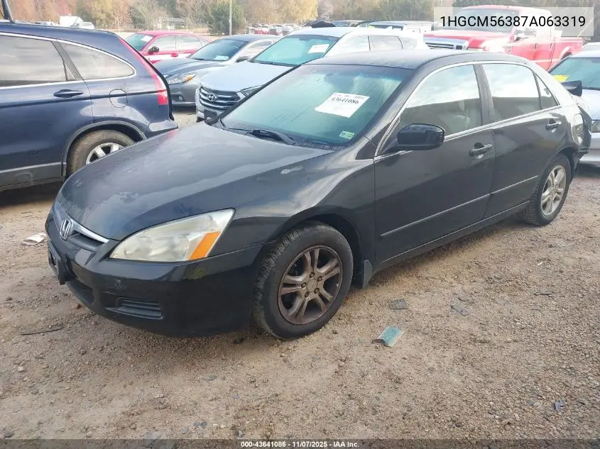 1HGCM56387A063319 2007 Honda Accord 2.4 Se