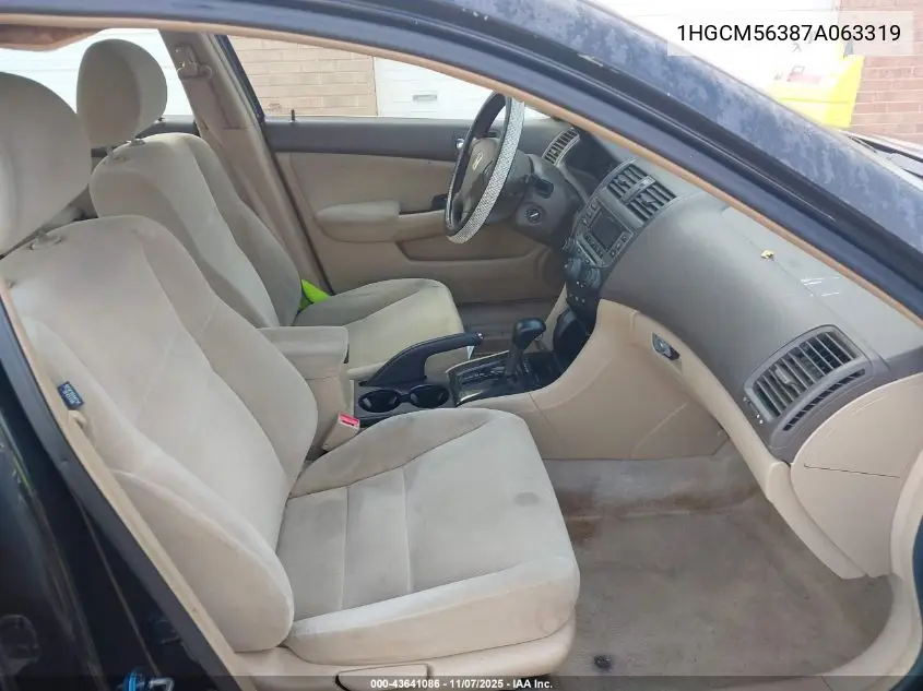 1HGCM56387A063319 2007 Honda Accord 2.4 Se