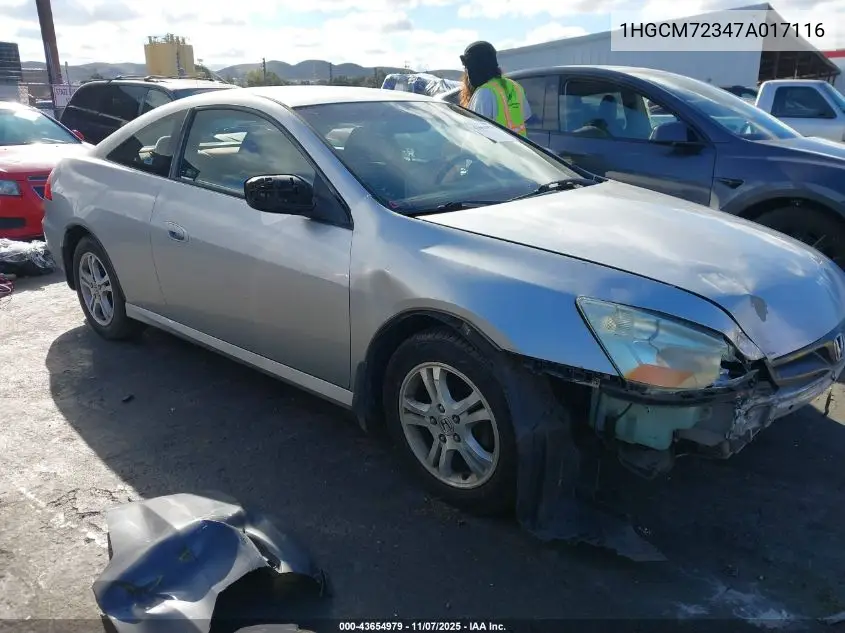 1HGCM72347A017116 2007 Honda Accord 2.4 Lx