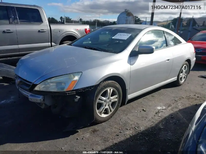 1HGCM72347A017116 2007 Honda Accord 2.4 Lx