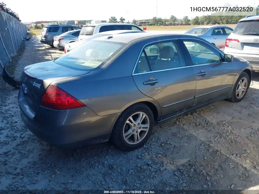 1HGCM56777A032520 2007 Honda Accord 2.4 Ex