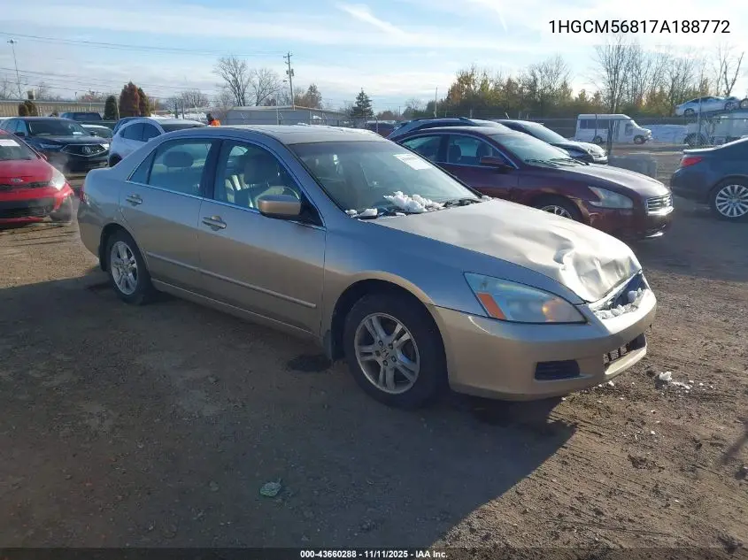 1HGCM56817A188772 2007 Honda Accord 2.4 Ex