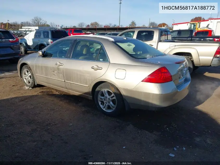 1HGCM56817A188772 2007 Honda Accord 2.4 Ex