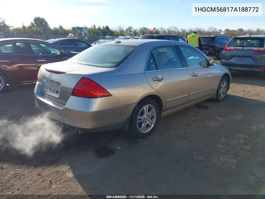 1HGCM56817A188772 2007 Honda Accord 2.4 Ex