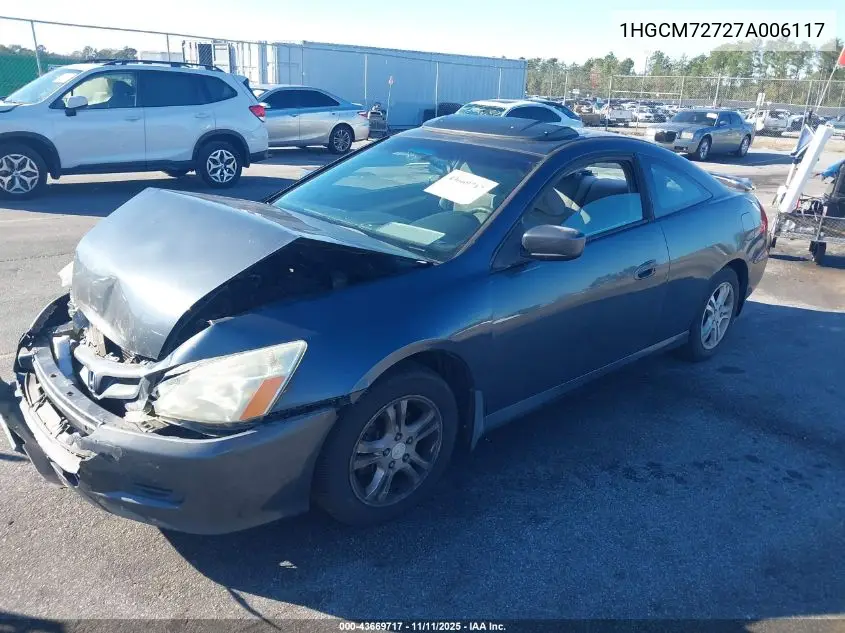 1HGCM72727A006117 2007 Honda Accord 2.4 Ex