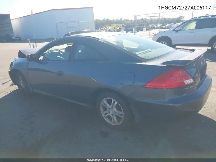 1HGCM72727A006117 2007 Honda Accord 2.4 Ex