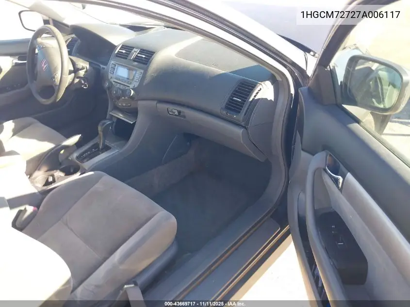 1HGCM72727A006117 2007 Honda Accord 2.4 Ex