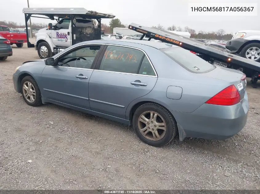 1HGCM56817A056367 2007 Honda Accord 2.4 Ex