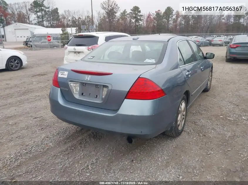 1HGCM56817A056367 2007 Honda Accord 2.4 Ex