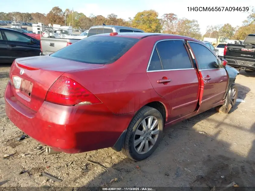 1HGCM66567A094639 2007 Honda Accord 3.0 Ex