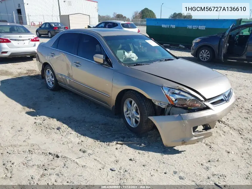 1HGCM56727A136610 2007 Honda Accord 2.4 Ex
