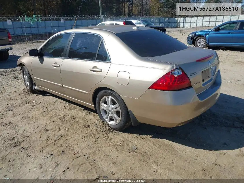 1HGCM56727A136610 2007 Honda Accord 2.4 Ex