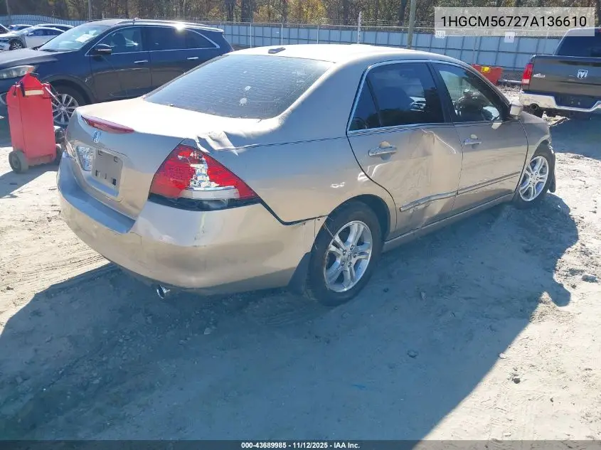 1HGCM56727A136610 2007 Honda Accord 2.4 Ex