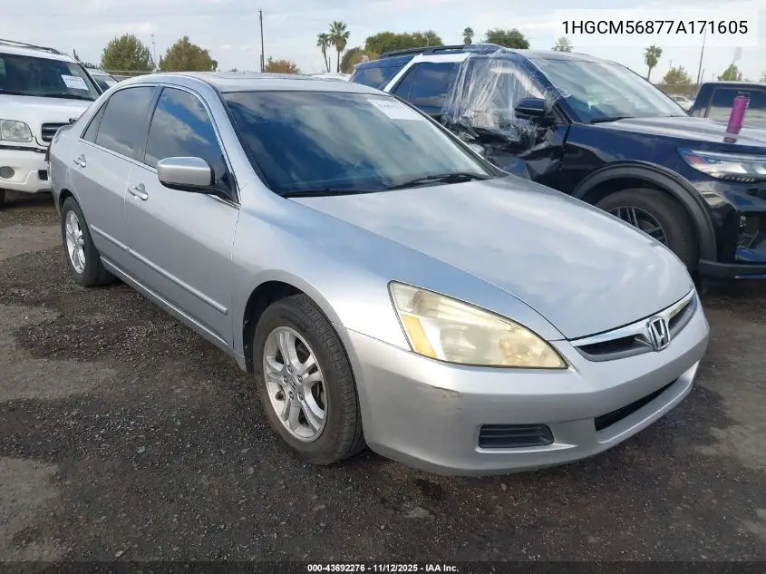 1HGCM56877A171605 2007 Honda Accord 2.4 Ex