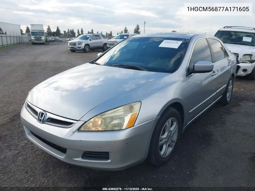 1HGCM56877A171605 2007 Honda Accord 2.4 Ex