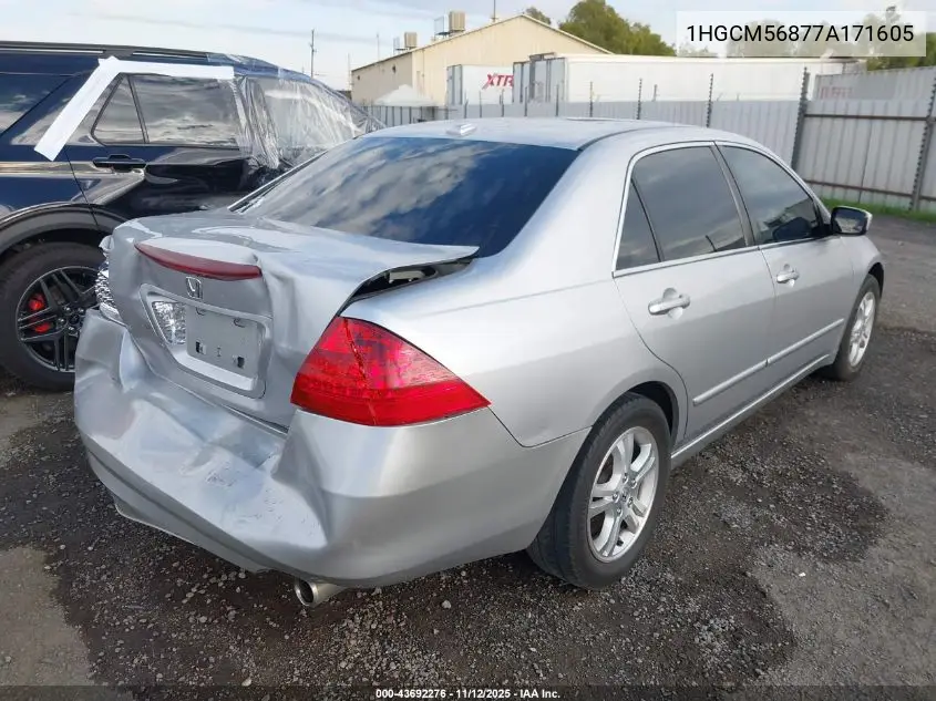 1HGCM56877A171605 2007 Honda Accord 2.4 Ex