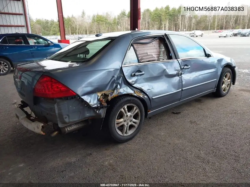 1HGCM56887A038383 2007 Honda Accord 2.4 Ex