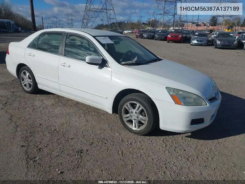 1HGCM56387A137189 2007 Honda Accord 2.4 Se