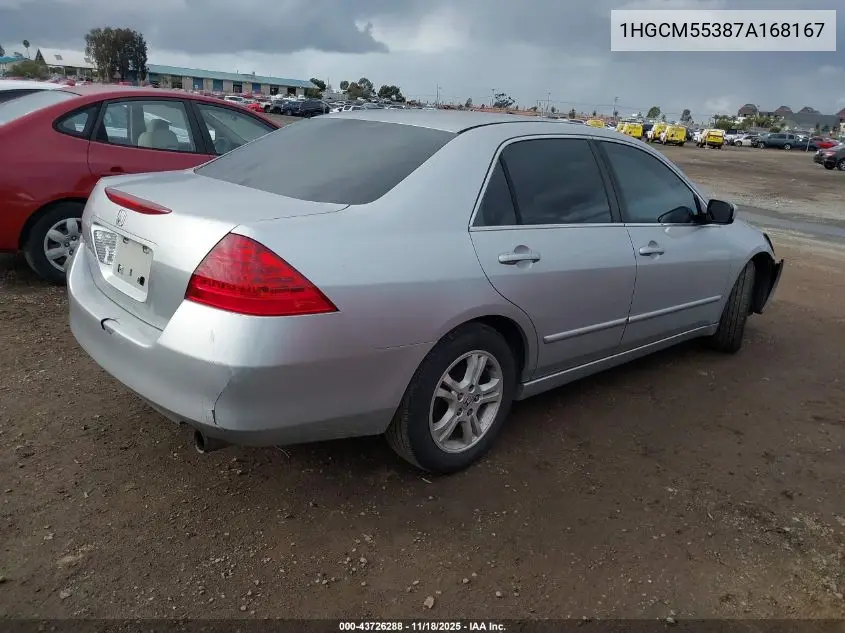 1HGCM55387A168167 2007 Honda Accord 2.4 Se