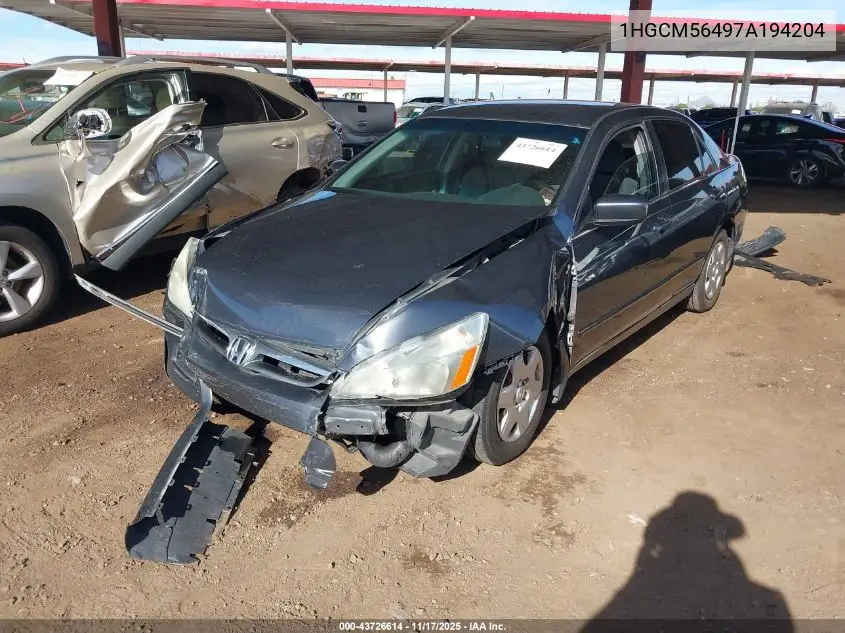 1HGCM56497A194204 2007 Honda Accord 2.4 Lx