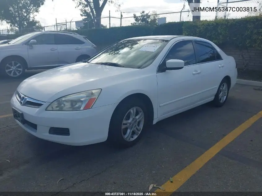 JHMCM56347C003815 2007 Honda Accord 2.4 Se