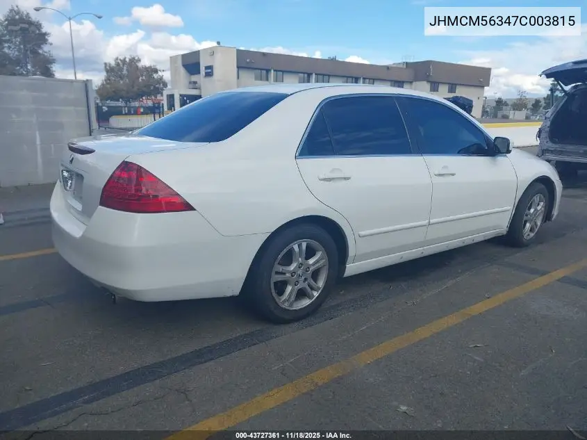 JHMCM56347C003815 2007 Honda Accord 2.4 Se