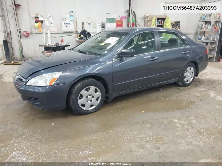 1HGCM56487A203393 2007 Honda Accord 2.4 Lx
