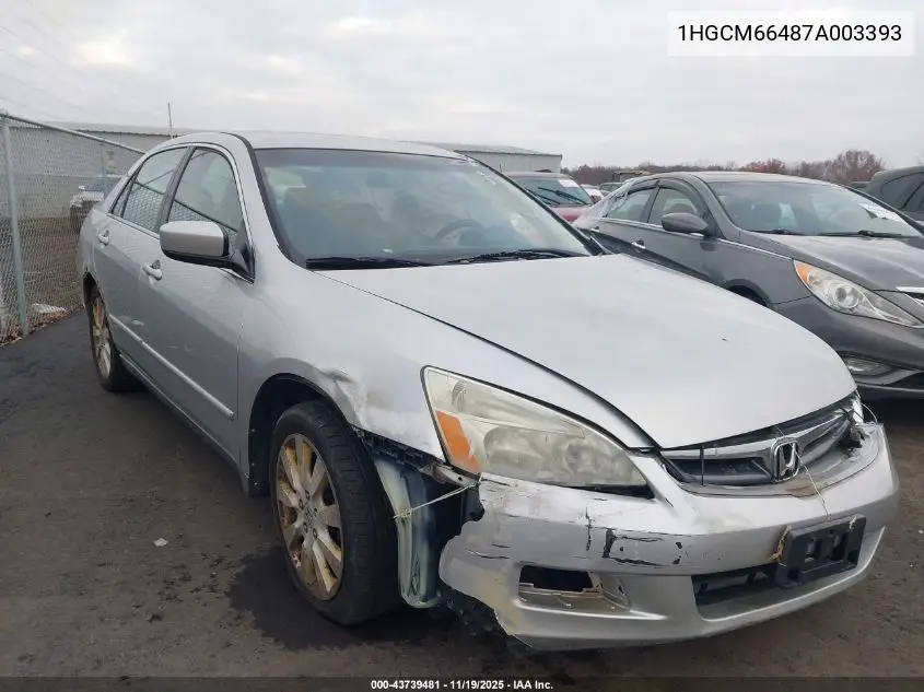 1HGCM66487A003393 2007 Honda Accord 3.0 Se