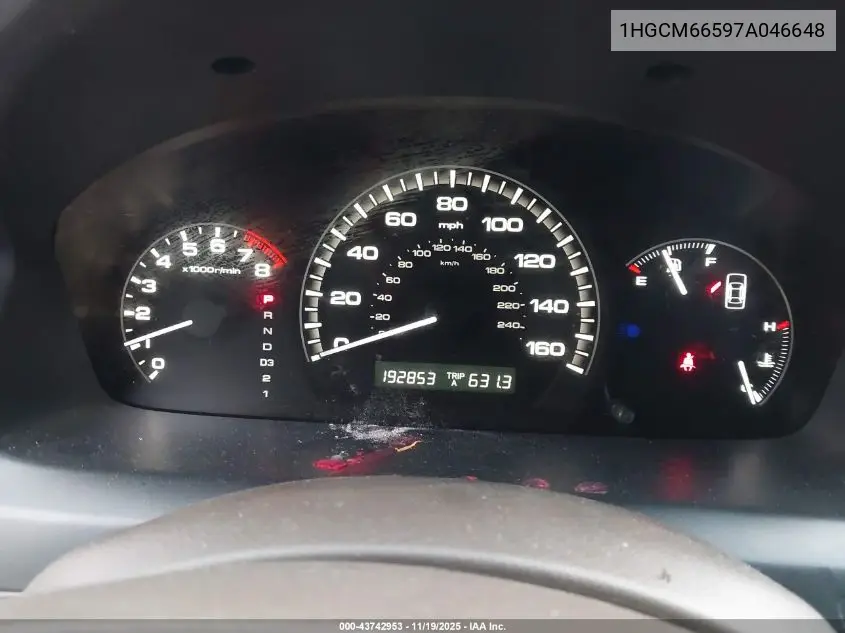 1HGCM66597A046648 2007 Honda Accord 3.0 Ex