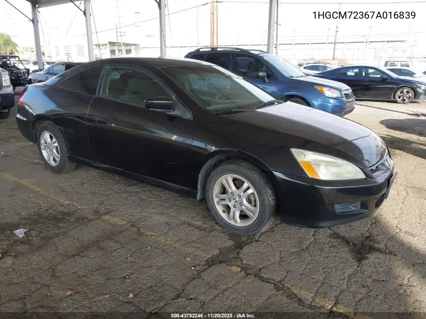 1HGCM72367A016839 2007 Honda Accord 2.4 Lx