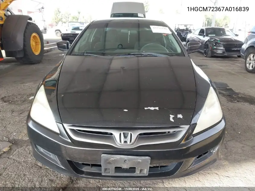 1HGCM72367A016839 2007 Honda Accord 2.4 Lx