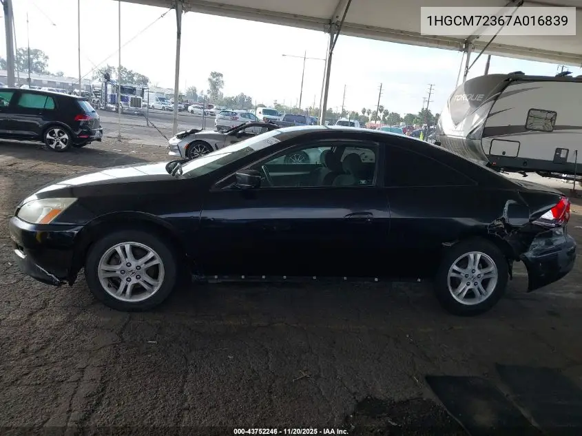 1HGCM72367A016839 2007 Honda Accord 2.4 Lx