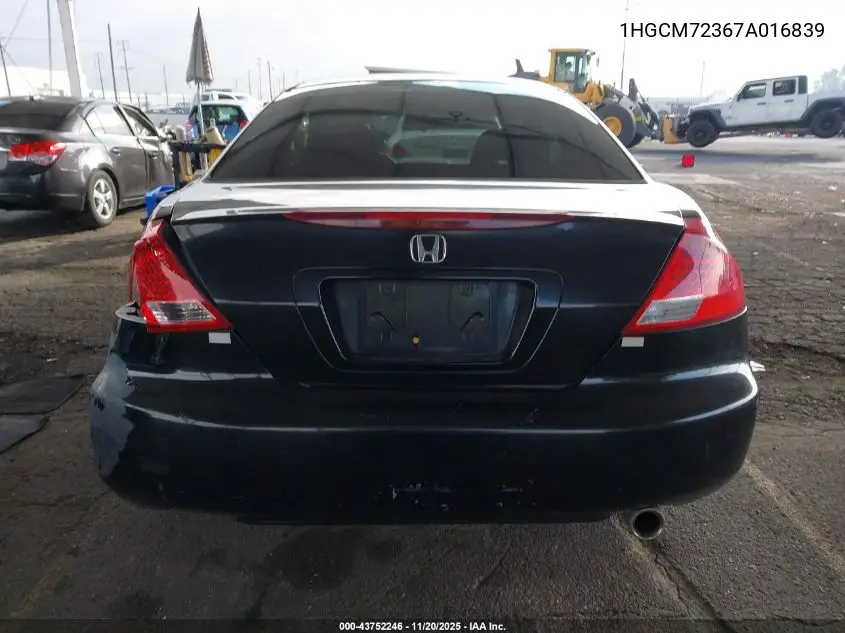 1HGCM72367A016839 2007 Honda Accord 2.4 Lx