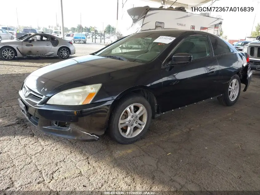 1HGCM72367A016839 2007 Honda Accord 2.4 Lx