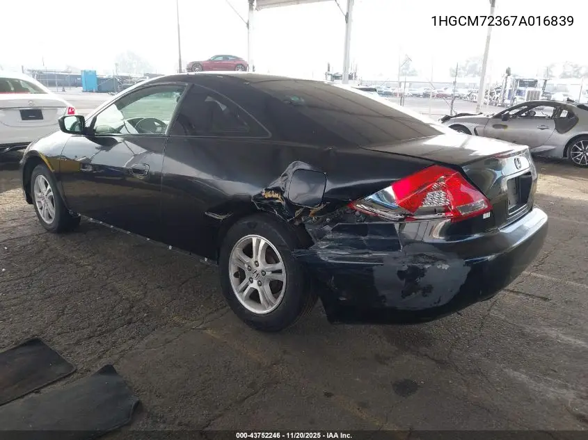 1HGCM72367A016839 2007 Honda Accord 2.4 Lx