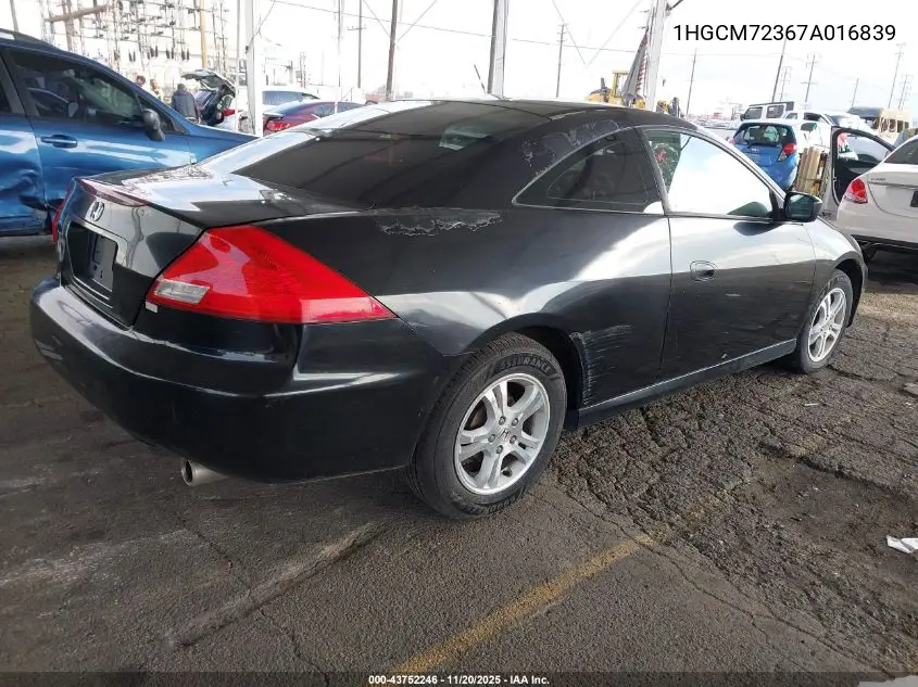1HGCM72367A016839 2007 Honda Accord 2.4 Lx