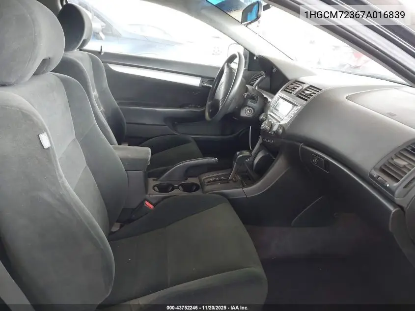 1HGCM72367A016839 2007 Honda Accord 2.4 Lx