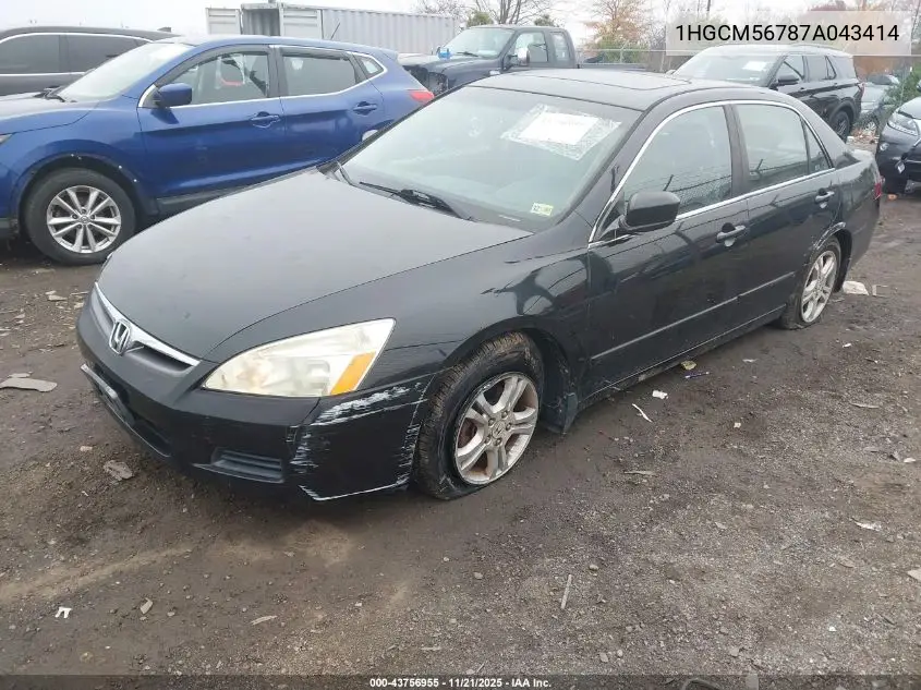 1HGCM56787A043414 2007 Honda Accord 2.4 Ex