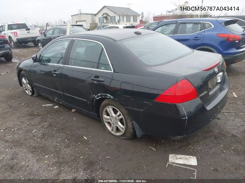 1HGCM56787A043414 2007 Honda Accord 2.4 Ex