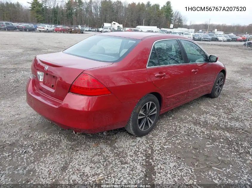 1HGCM56767A207520 2007 Honda Accord 2.4 Ex
