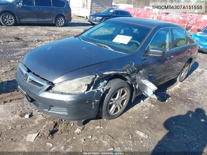 1HGCM56307A151555 2007 Honda Accord 2.4 Se