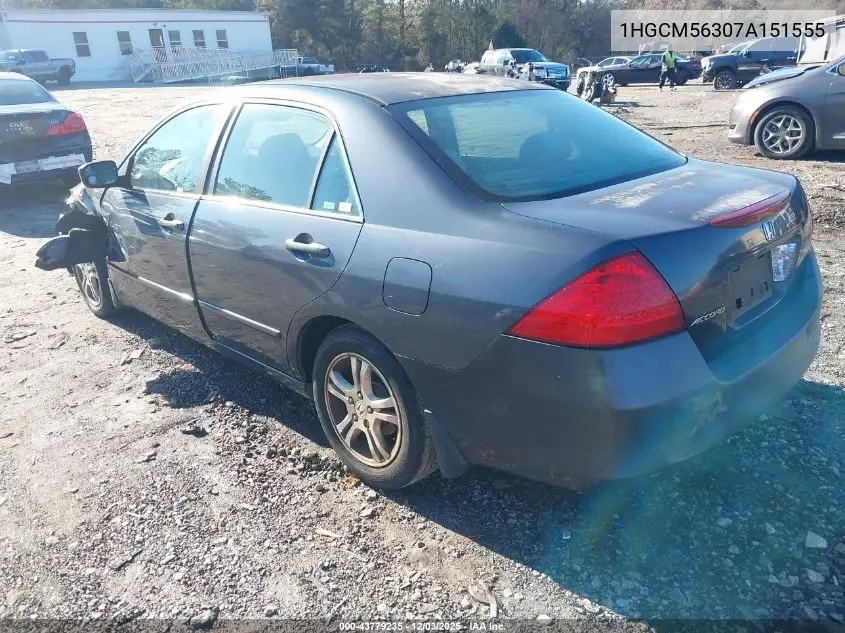 1HGCM56307A151555 2007 Honda Accord 2.4 Se