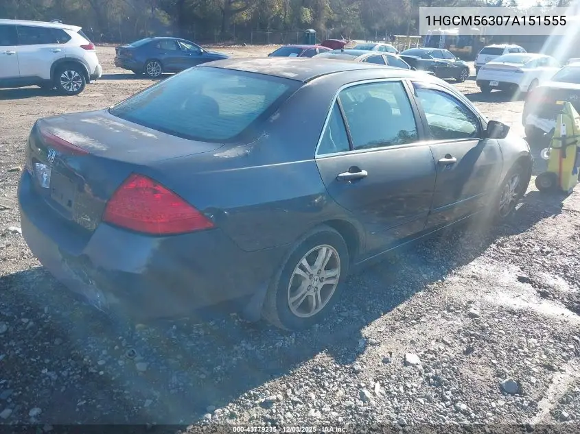 1HGCM56307A151555 2007 Honda Accord 2.4 Se