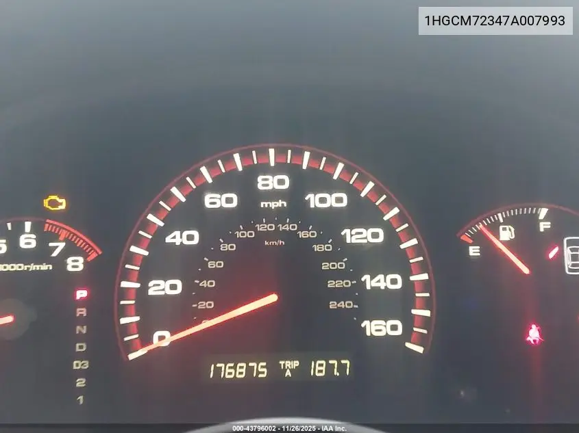 1HGCM72347A007993 2007 Honda Accord 2.4 Lx