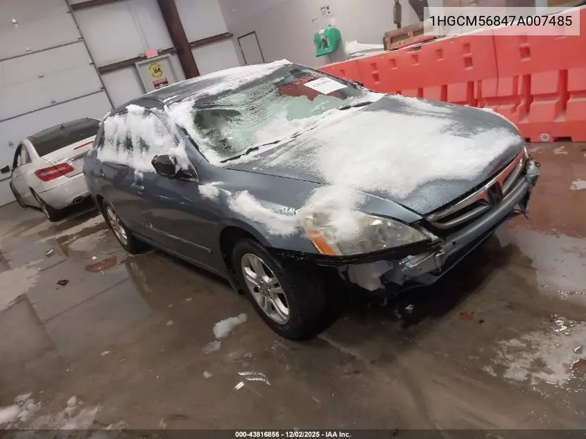 1HGCM56847A007485 2007 Honda Accord 2.4 Ex