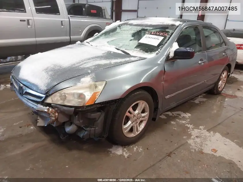 1HGCM56847A007485 2007 Honda Accord 2.4 Ex