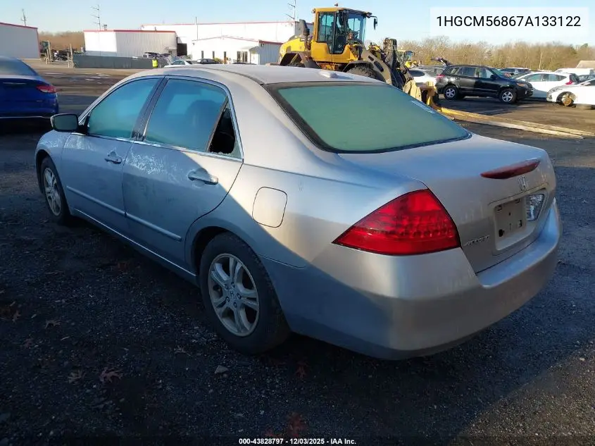 1HGCM56867A133122 2007 Honda Accord 2.4 Ex