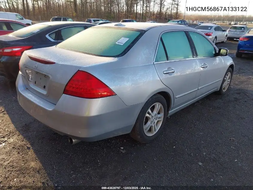 1HGCM56867A133122 2007 Honda Accord 2.4 Ex