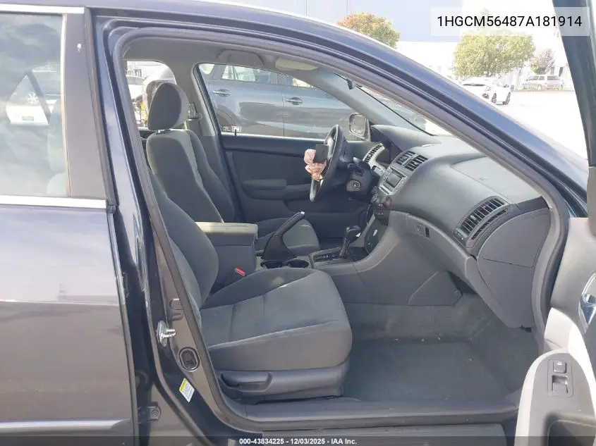 1HGCM56487A181914 2007 Honda Accord 2.4 Lx